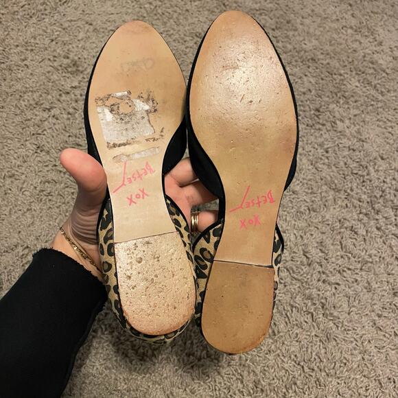 Betsey Johnson Cocoh Leopard Black D'Orsay Flats Leather Suede size 7.5 - Picture 6 of 7